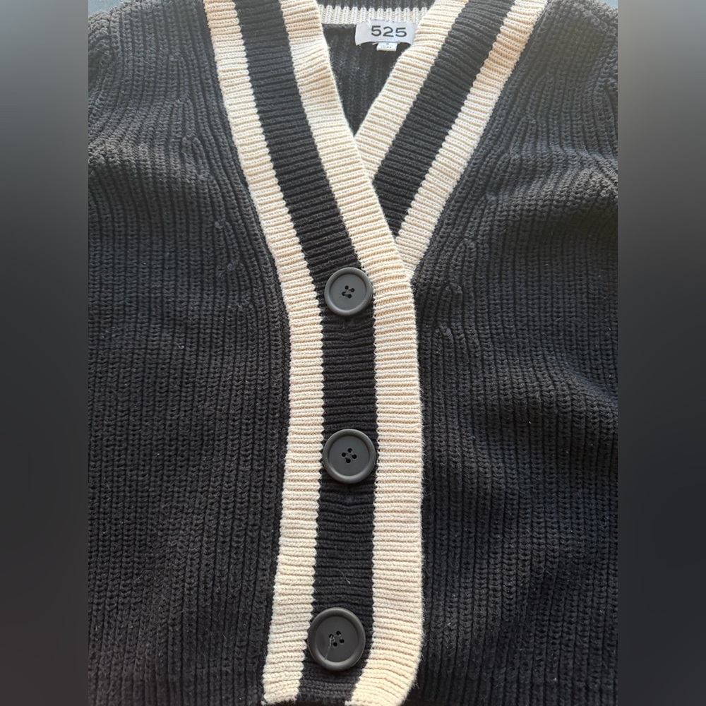 525 America Black & Cream Cropped Cardigan Sweater Size Small - Picture 7 of 16
